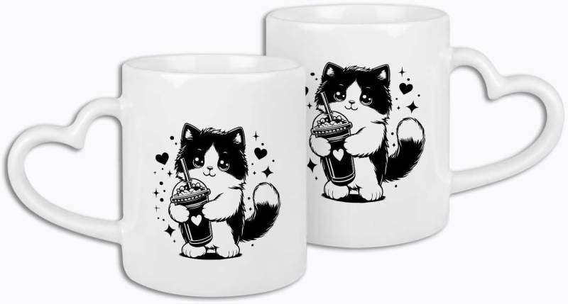 Hustling Sharks Tasse Hustling Sharks® Tasse mit Herzgriff - Durstiges Kätzchen I, 330 ml von Hustling Sharks