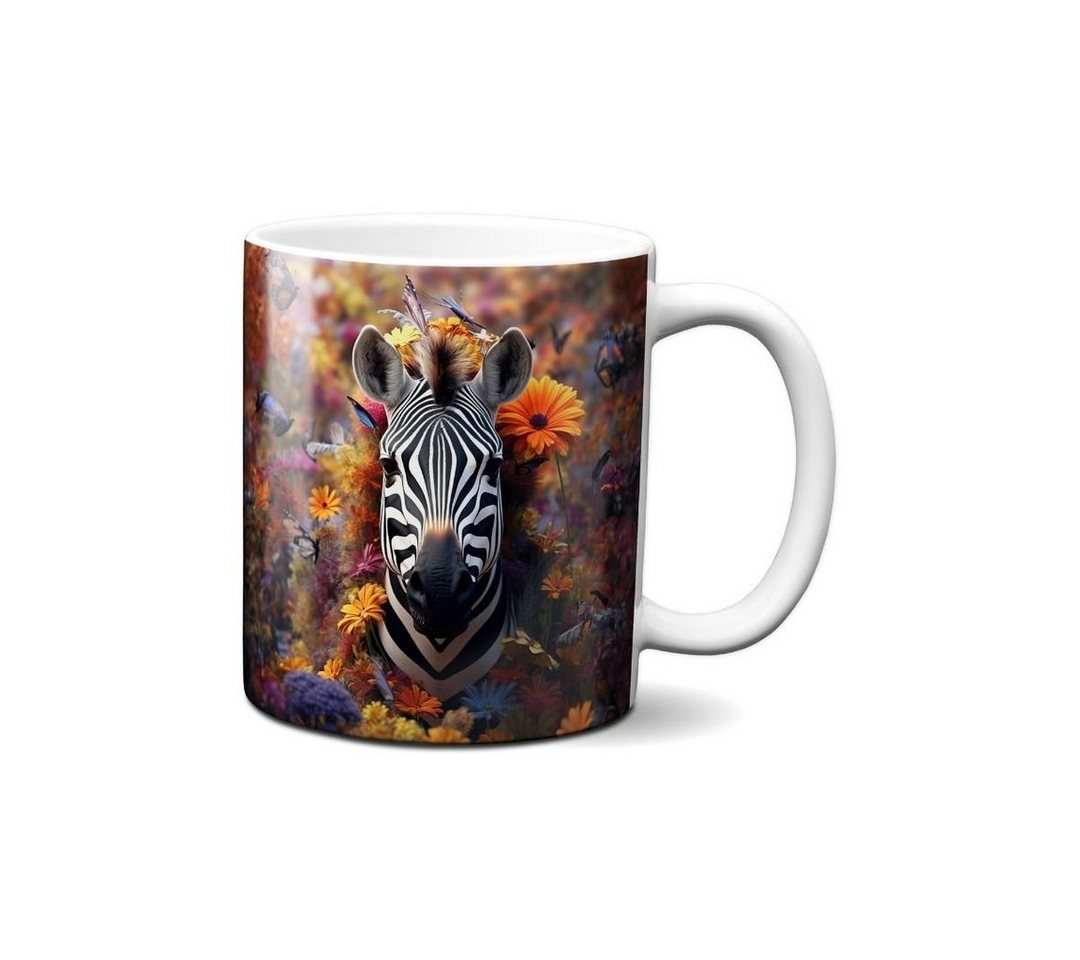 Hustling Sharks Tasse Hustling Sharks® Tasse mit Tiermotiv - Zebra in Blumen- Geschenk, 330 ml von Hustling Sharks