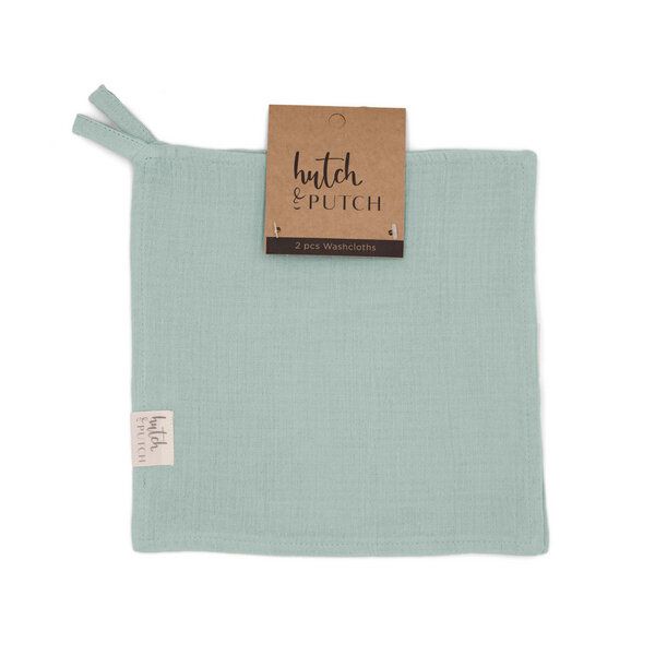 Hutch&Putch Musselin Waschlappen 2er Set - Baby Waschtuch - aus 100% Bio Baumwolle - Kuschelweich, Saugfähig und Schnelltrocknend von Hutch&Putch