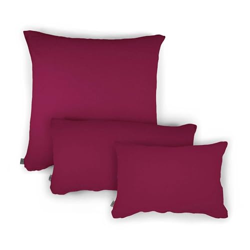 hutch&putch Eliane Premium Musselin-Kissenbezug - Red Violet - Kopfkissenbezug 100% Bio-Baumwolle - Kissenhülle mit Reißverschluss ​​- Schlafkissenbezug weich & atmungsaktiv (60x40 cm) von Hutch & Putch