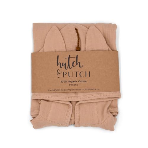 hutch&putch Premium Musselin-Badeponcho Kinder - Kinderponcho 100% Bio Baumwolle - Kleinkind Musselin Kapuzenhandtuch - Kinderhandtuch mit Kapuze - Badeponcho Kleinkind (Nature) von Hutch & Putch