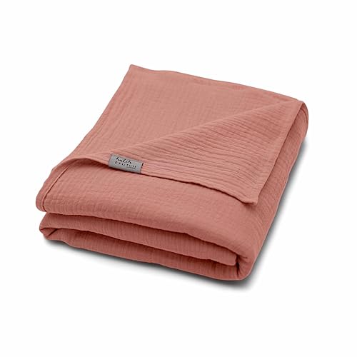 hutch&putch Premium Musselin-Sommerdecke Josephin Altrosa - Ultra leichte Sommerbettdecke aus 100% Bio-Baumwolle ​​- Sommer Bettdecke - Baumwolldecke weich & atmungsaktiv von Hutch & Putch