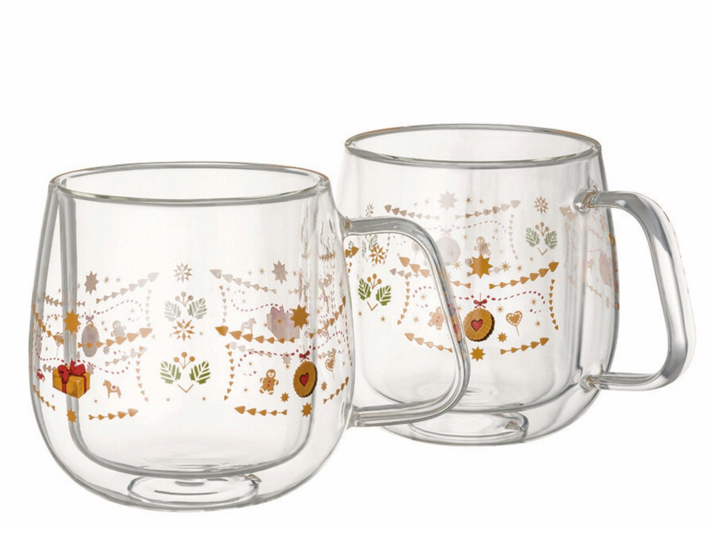 Hutschenreuther Becher Christmas Love Glas dekoriert Becher doppelwandig 2er Set, Glas Hutschenreuther Becher Christmas Love Glas dekoriert Becher doppelwandig 2er Set, Glas von Hutschenreuther