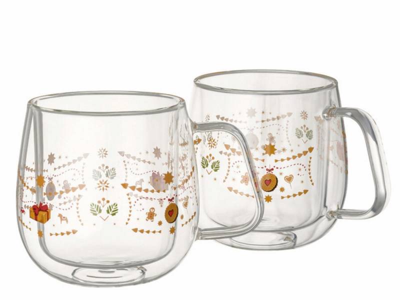 Hutschenreuther Becher Christmas Love Glas dekoriert Becher doppelwandig 2er Set, Glas Hutschenreuther Becher Christmas Love Glas dekoriert Becher doppelwandig 2er Set, Glas von Hutschenreuther