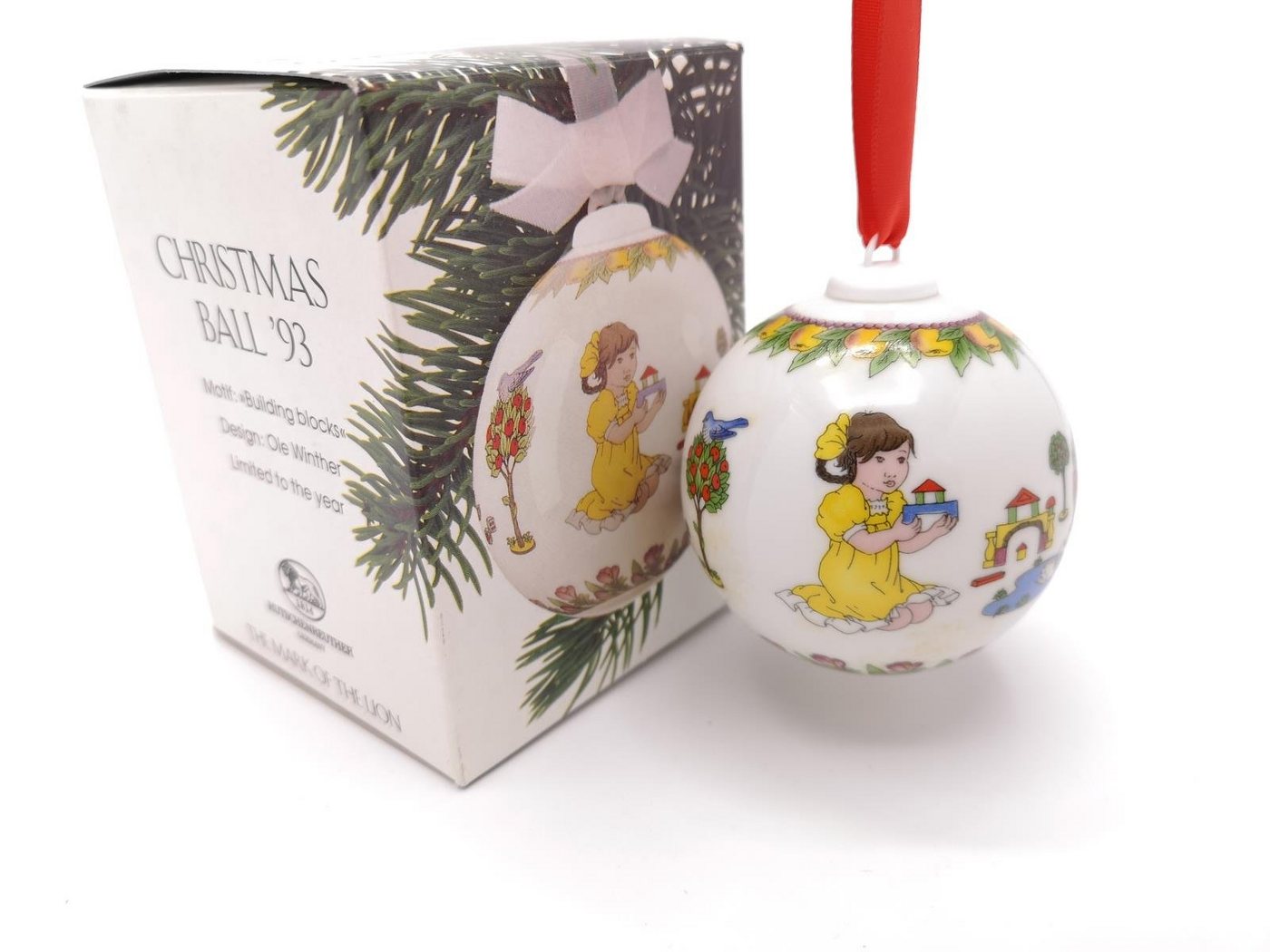 Hutschenreuther Christbaumschmuck Kugel 1993 in OVP - 1993 - 1 Stück (1-tlg) von Hutschenreuther