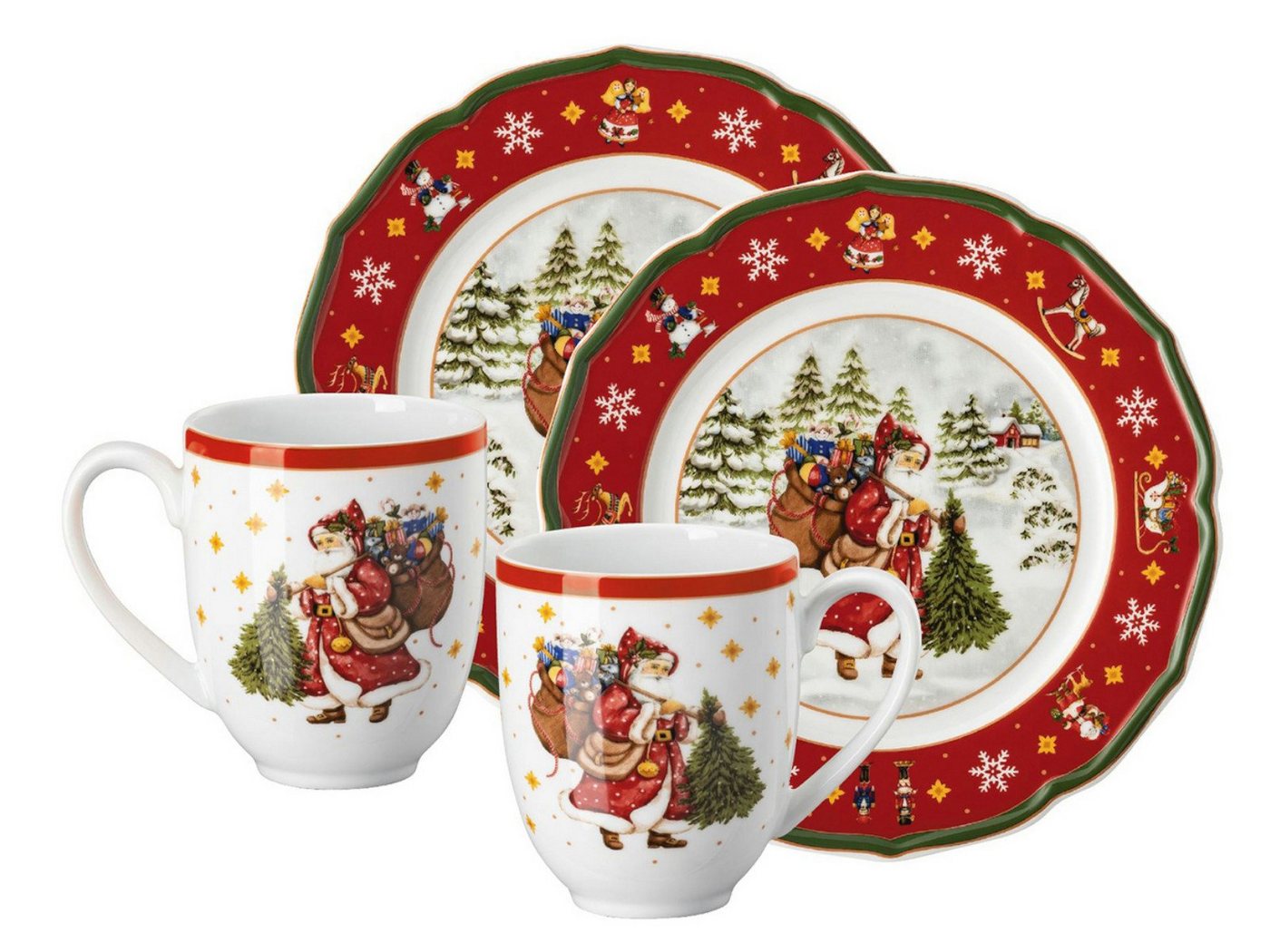 Hutschenreuther Geschirr-Set Happy Wintertime Red Set 4tlg, Porzellan, Sets von Hutschenreuther