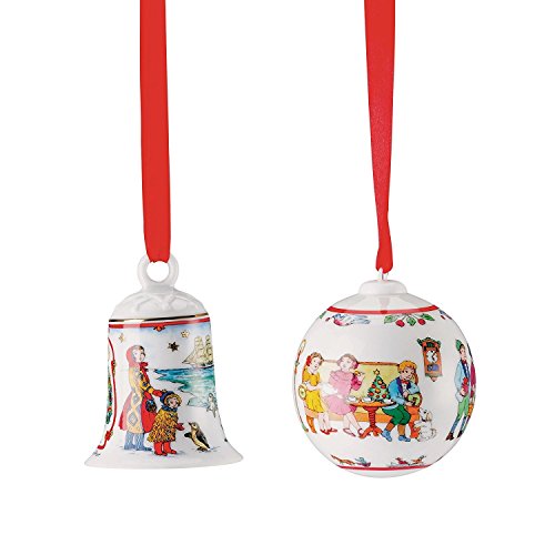 Hutschenreuther Porzellan Weihnachts Glocke 2017 und Weihnachts Kugel 2017 in den Originalverpackungen (2er Set) Design: Ole Winther von Hutschenreuther