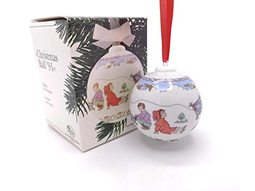 Hutschenreuther Weihnachtskugel 1991 Drachenfliegen, mit Originalverpackung, Porzellankugel Kugel Design von Ole Winther / Porcelain ball / Sfera porcellana von Hutschenreuther