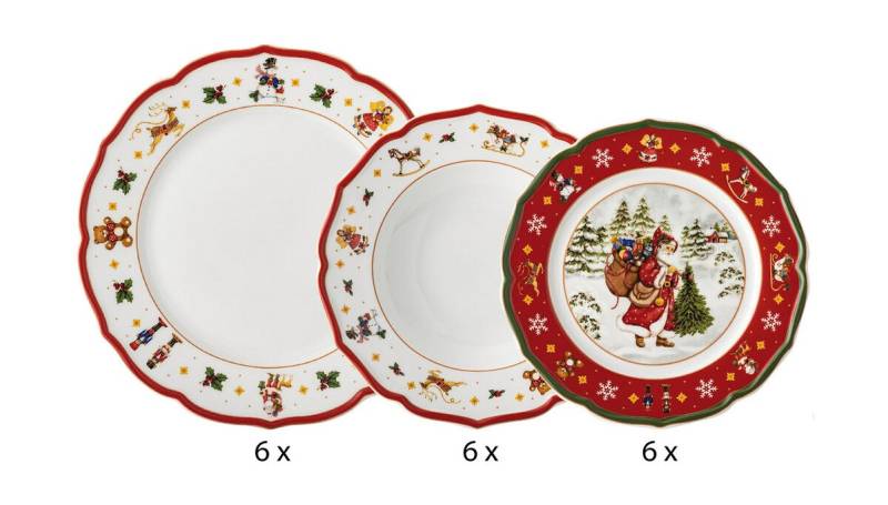 Teller-Set 18-tlg. Happy Wintertime Red von Hutschenreuther