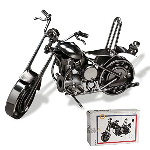 Deko Motorrad Vintage Eisen Kunst Metall Deko Geschenk Motorrad Modell Sammlereisen Skulptur Dekoration Motorrad oder als lustige Geschenkidee Art Dekoration Ornamente für Home Office, Silber von Huture