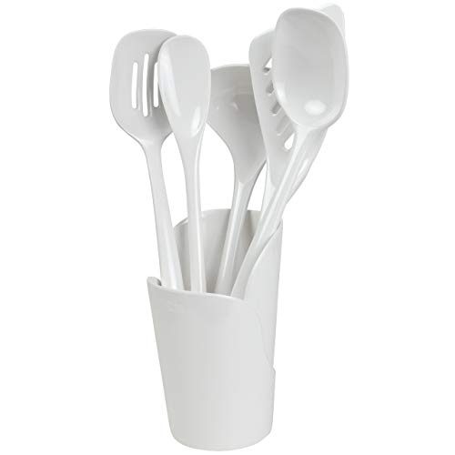 Hutzler 3106-5WH Geschirrset, Topf, Kochutensilien, Melamin-Utensilien-Set, Weiß von Hutzler