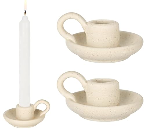 Huucozn 2er Set Kerzenständer Stabkerzen aus Keramik Stabkerzenhalter Porzellan Mini Kerzenhalter mit 2.5cm Bohrung Candle Holder Beige Deko Kerzenleuchter für Baumkerzen Stabkerzenhalter Deko Huucozn 2er Set Kerzenständer Stabkerzen aus Keramik Stabkerzenhalter Porzellan Mini Kerzenhalter mit 2.5cm Bohrung Candle Holder Beige Deko Kerzenleuchter für Baumkerzen Stabkerzenhalter Deko von Huucozn
