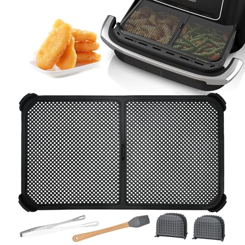 Huucozn Spritzschutz für Heißluftfritteuse Kompatibel mit Ninja AF500EU Air Fryer Zubehör Silikon Spritzschutz mit isolierten Handschuhen Heißluftfritteuse Effektiver Fettspritzschutz von Huucozn