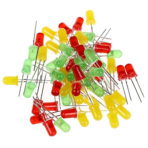 Huudngeje 60 Stk. 5mm Durchmesser runde LED Leuchtdioden DC 3V von Huudngeje