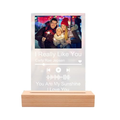 Huudngeje Muttertag Foto Plaque Personalisierte Acryl -Spotifys Musik LED Night Light Geschenk Foto Frames Paar Geschenk von Huudngeje