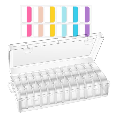 Huudngeje Perlenspeicher 24 Kleine Rechteckige Klarperlen -Perlen -Organizer Box mit Scharnierdeckeln und 30 Stcs -Etiketten für Diamant -Set 1 von Huudngeje