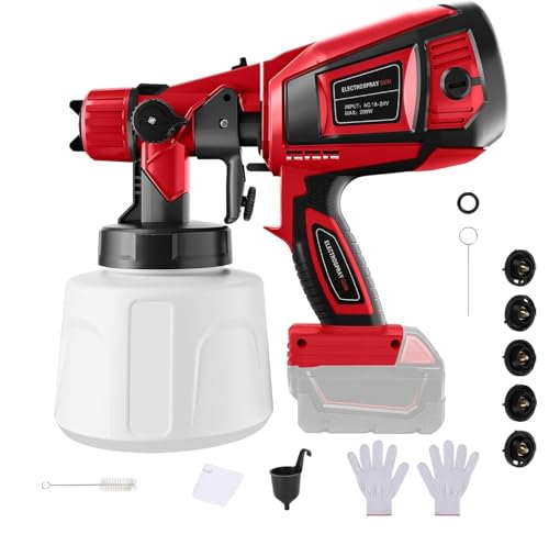 Kabellose Lackierpistole mit 650 W Motor, kompatibel mit M18 18 V Batterien, 3 Sprühmodi, 5 Düsen im Lieferumfang enthalten, ideal für Heimwerker Pro, Türen, Schränke, Tische von HuuppHip