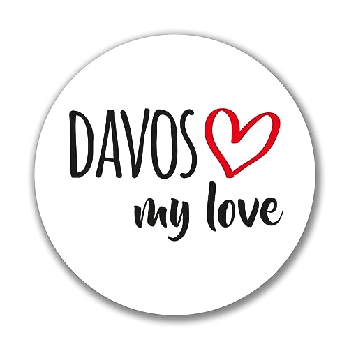 Huuraa Aufkleber Davos my love Sticker Größe 10cm für alle Fans von Davos Schweiz Geschenk Idee für Freunde und Familie von Huuraa
