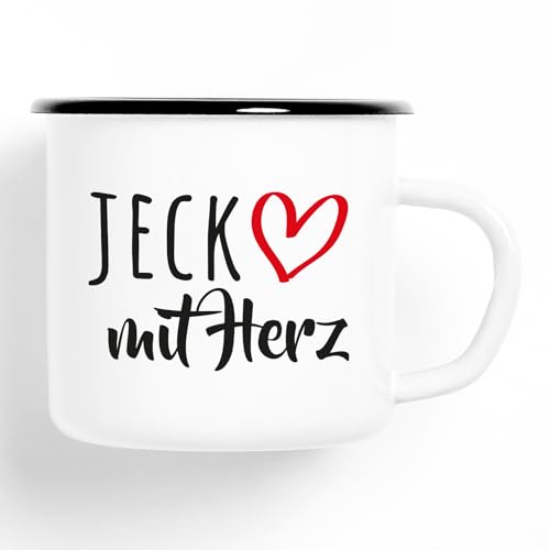 Huuraa Emaille Tasse Jeck mit Herz 300ml Vintage Kaffeetasse mit Motiv für die tollsten Menschen von Huuraa