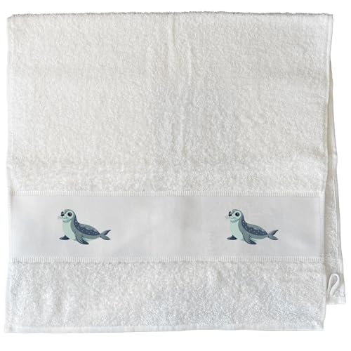 Huuraa Gäste-Handtuch Seehund Comic Geschenk 50x100cm White Baumwolle Seehund Präsent Huuraa Gäste-Handtuch Seehund Comic Geschenk 50x100cm White Baumwolle Seehund Präsent von Huuraa