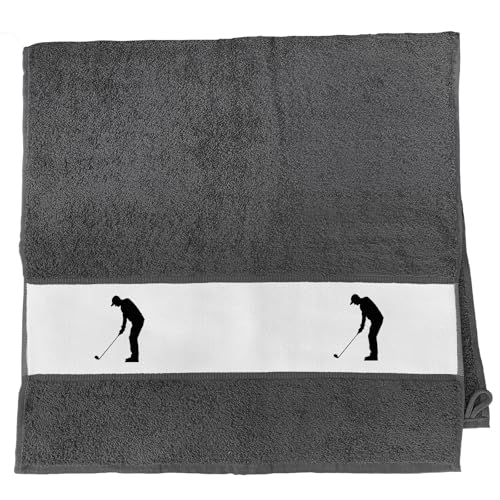 Huuraa Handtuch Golf Silhouette Geschenk 50x100cm Graphite Baumwolle Golf Präsent von Huuraa