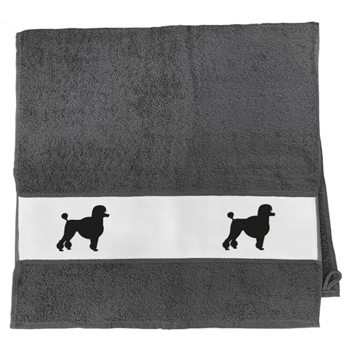 Huuraa Handtuch Pudel Silhouette Geschenk 50x100cm Graphite Baumwolle Pudel Präsent von Huuraa