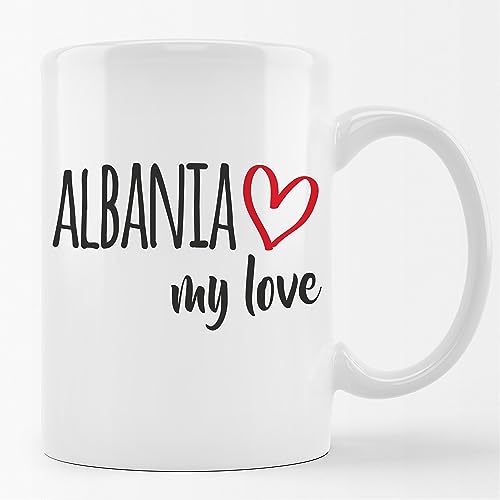Huuraa Kaffeetasse Albania my love Keramik Tasse 330ml für alle die Albanien lieben von Huuraa