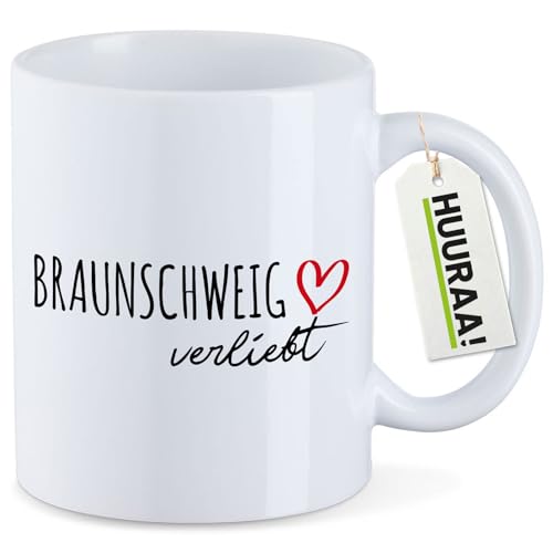 Huuraa Tasse Braunschweig verliebt Geschenk 330ml Weiß Braunschweig Präsent von Huuraa