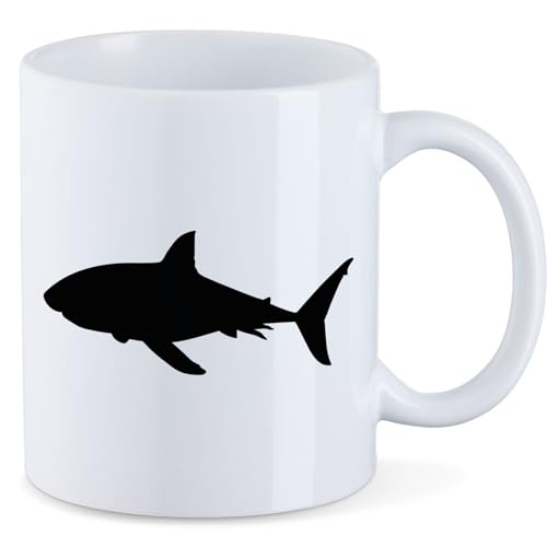 Huuraa Kaffeetasse Hai Silhouette Keramik Tasse 330ml mit Motiv für alle Tierfreunde von Huuraa