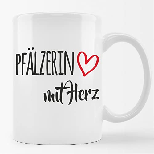 Huuraa Kaffeetasse Pfälzerin mit Herz Keramik Tasse 330ml mit Motiv für die tollsten Menschen von Huuraa