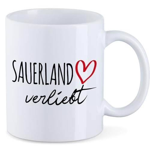 Huuraa Kaffeetasse Sauerland verliebt Keramik Tasse 330ml mit Namen deiner Lieblingsregion von Huuraa