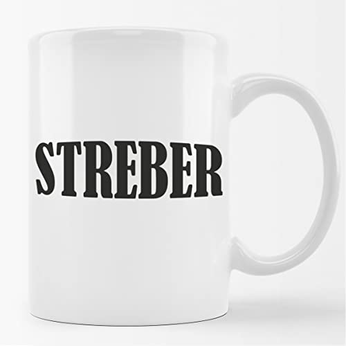 Huuraa Kaffeetasse Streber Schriftzug Keramik Tasse 330ml mit Motiv für alle Besserwisser von Huuraa