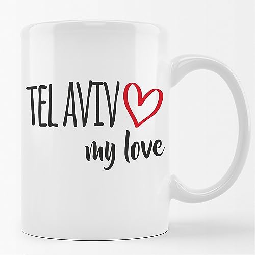 Huuraa Kaffeetasse Tel Aviv my love Keramik Tasse 330ml für alle Fans von Tel Aviv Israel von Huuraa