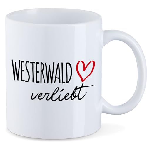 Huuraa Kaffeetasse Westerwald verliebt Keramik Tasse 330ml mit Namen deiner Lieblingsregion von Huuraa