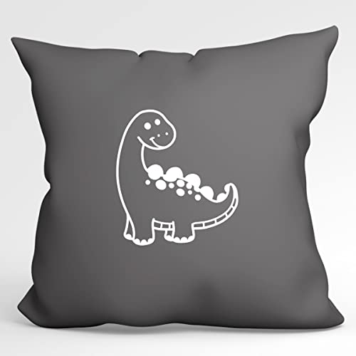 Huuraa Kissen Apatosaurus Dinosaurier Deko Kissenbezug ohne Füllung 40x40cm Größe Steel Grey mit Motiv für alle Dino Fans Geschenk Idee für Freunde und Familie von Huuraa