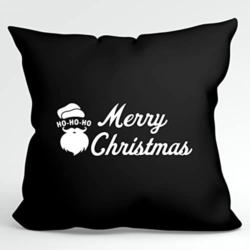 Huuraa Kissen Ho Ho Ho Santa Merry Christmas Deko Kissenbezug ohne Füllung Größe 40x40cm Black mit Motiv zu Weihnachten Geschenk Idee für Freunde und Familie von Huuraa