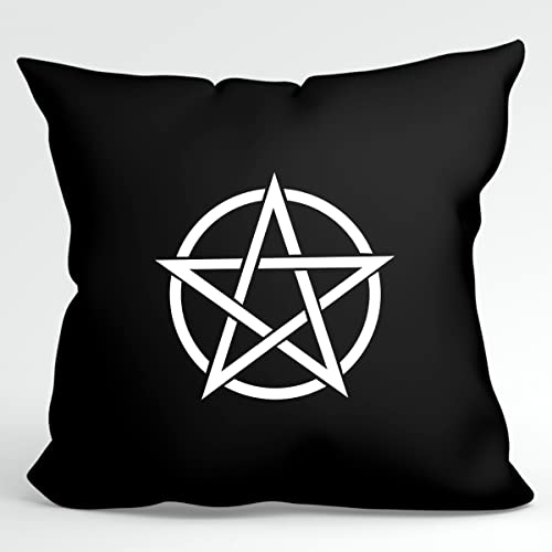 Huuraa Kissen Pentagramm Drudenfuß Deko Kopfkissen mit Füllung Größe 40x40cm Black mit Bannzeichen Geschenk Idee für Freunde und Familie von Huuraa