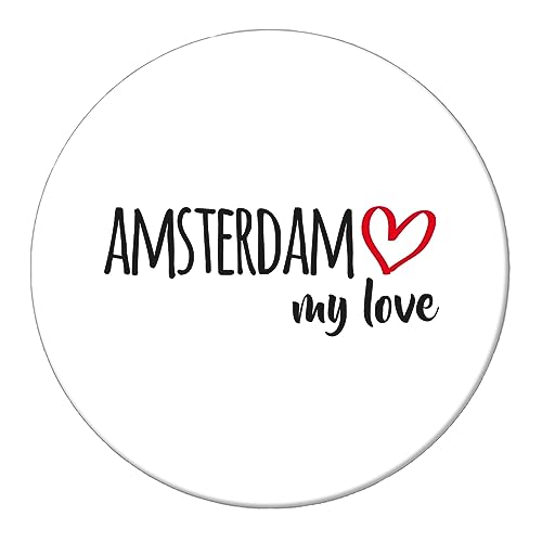 Huuraa Magnet Amsterdam My Love Kühlschrankmagnet Größe 59mm für alle Fans von Amsterdam Niederlande Geschenk Idee für Freunde und Familie von Huuraa