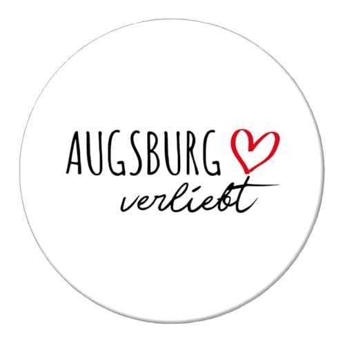 Huuraa Magnet Augsburg verliebt Kühlschrankmagnet Größe 59mm mit Namen deiner Lieblingsstadt in Bayern Geschenk Idee für Freunde und Familie von Huuraa