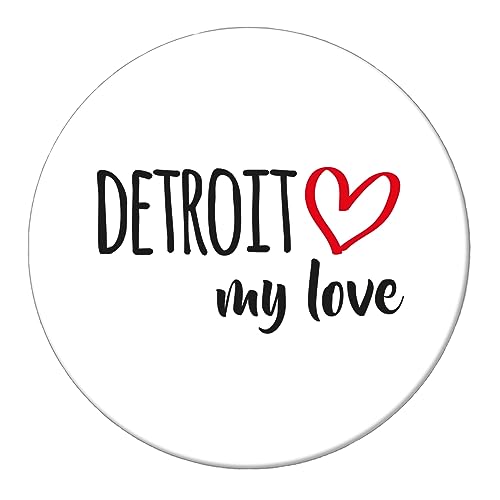 Huuraa Magnet Detroit My Love Kühlschrankmagnet Größe 59mm für alle Fans von Detroit USA Geschenk Idee für Freunde und Familie von Huuraa