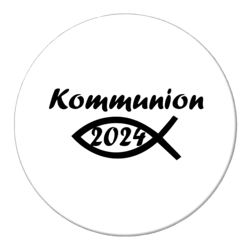 Huuraa Magnet Kommunion 2024 Fisch Kühlschrankmagnet Größe 59mm mit Motiv zur Erstkommunion Geschenk Idee für Freunde und Familie von Huuraa