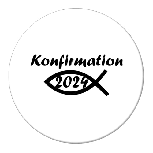 Huuraa Magnet Konfirmation 2024 Fisch Kühlschrankmagnet Größe 59mm mit Motiv für alle Konfirmandinnen und Konfirmanden Geschenk Idee für Freunde und Familie von Huuraa