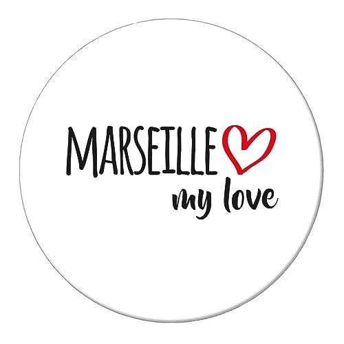 Huuraa Magnet Marseille My Love Kühlschrankmagnet Größe 59mm für alle Fans von Marseille Frankreich Geschenk Idee für Freunde und Familie von Huuraa