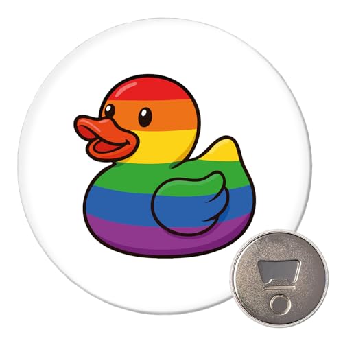 Huuraa Magnet Quietscheente LGBTQ Pride Comic Gummiente Geschenk 59mm Kühlschrankmagnet Flaschenöffner Quietscheente LGBTQ Pride Geschenkidee von Huuraa