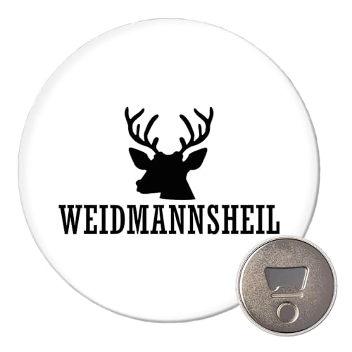 Huuraa Magnet Weidmannsheil Hirsch Jägergruß Geschenk 59mm Kühlschrankmagnet Flaschenöffner Weidmannsheil Hirsch Geschenkidee von Huuraa