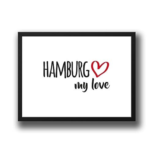Huuraa Poster Hamburg my love Deko Wandbild Größe A4 210 x 297mm für alle Fans von Hamburg Deutschland Geschenk Idee für Freunde und Familie von Huuraa