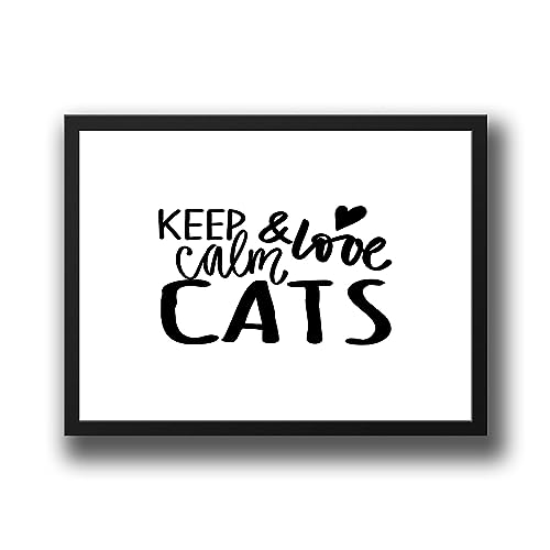 Huuraa Poster Keep calm and love Cats Deko Wandbild Größe A3 297 x 420mm mit Motiv für alle die Katzen lieben Geschenk Idee für Freunde und Familie von Huuraa