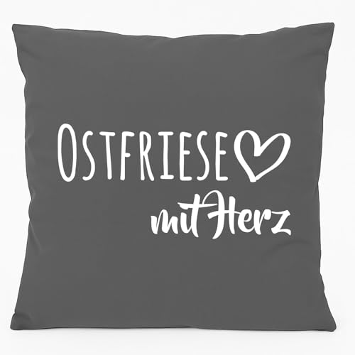 Huuraa Sofakissen Ostfriese mit Herz Geschenk 40x40cm mit Füllung Steel Grey Baumwolle Ostfriese Mitbringsel Huuraa Sofakissen Ostfriese mit Herz Geschenk 40x40cm mit Füllung Steel Grey Baumwolle Ostfriese Mitbringsel von Huuraa