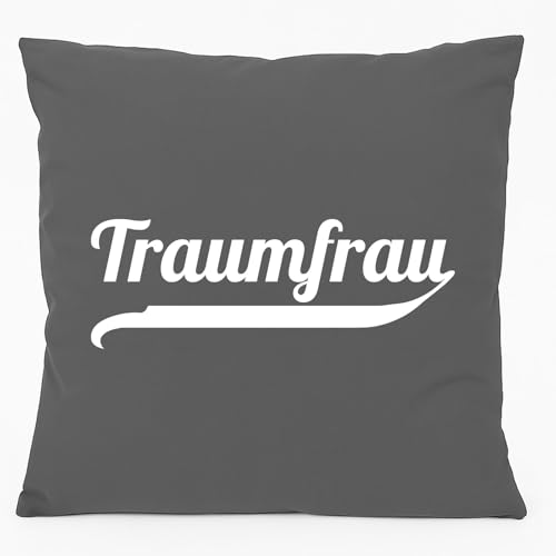 Huuraa Sofakissen Traumfrau Schriftzug Geschenk 40x40cm mit Füllung Steel Grey Baumwolle Traumfrau Mitbringsel Huuraa Sofakissen Traumfrau Schriftzug Geschenk 40x40cm mit Füllung Steel Grey Baumwolle Traumfrau Mitbringsel von Huuraa