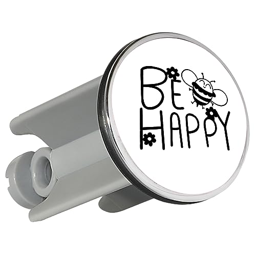 Huuraa Waschbeckenstöpsel Be Happy Biene 4cm Stöpsel Größe mit süßem Motiv Geschenk Idee für Freunde und Familie von Huuraa